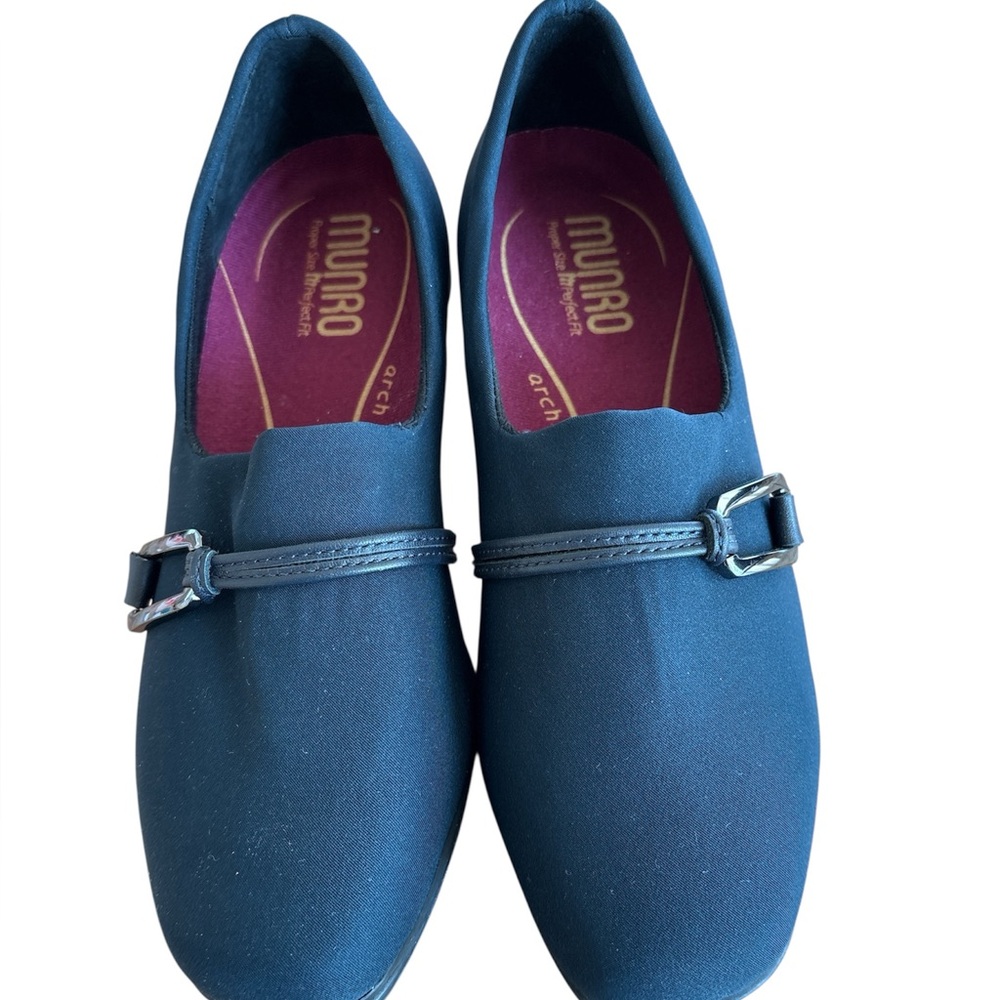 Munro Women's Navy Loafers with Buckle